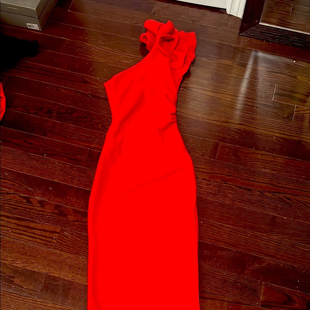 EVER NEW - Red One-Shoulder Ruffle Evening Dress